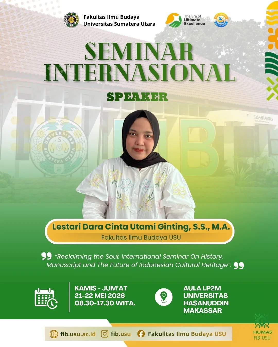 Dosen Ilmu Sejarah FIB USU Jadi Pembicara Seminar Internasional di Unhas